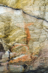 Cave paintings over five thousand years old painted on rocks in the Serra do Cipó region, Brazil