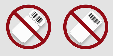 ban no ticket needed prohibit icon. Not allowed ticket . Forbidden - obrazy, fototapety, plakaty