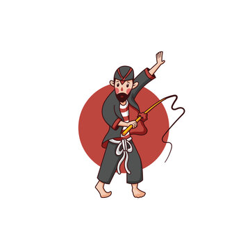 illustration of pencak silat martial arts. vector illustration on white background