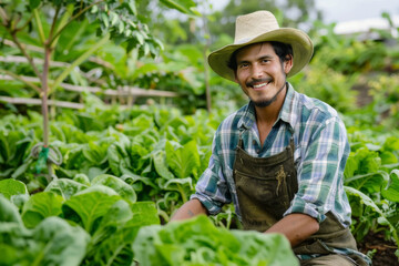 Farmer's Joyful Labor in Fields
