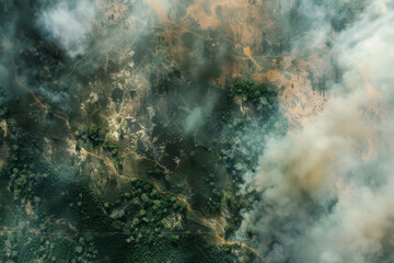 Rainforest Ablaze: Aerial View