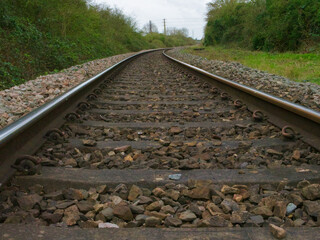 railroad tracks in the countryside
