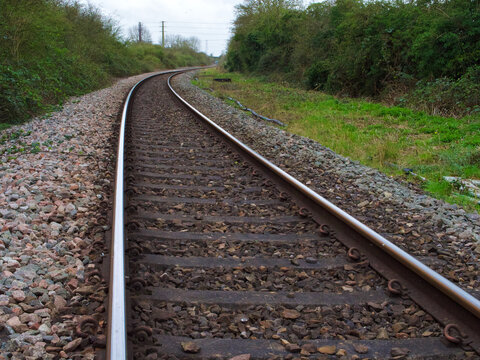 railroad tracks in the countryside
