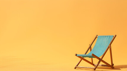  Beach Chair on Clean Pastel Light Background - obrazy, fototapety, plakaty
