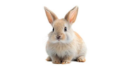 Obraz premium Fluffy white rabbit on white background