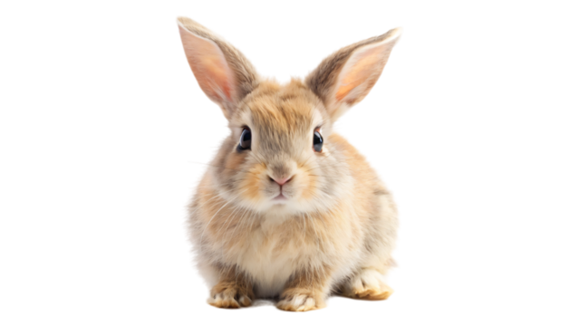 Fluffy white rabbit on white background