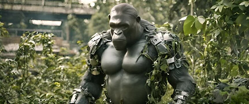 animation of a gorilla with a robot body