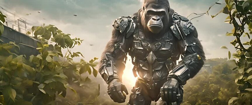 animation of a gorilla with a robot body
