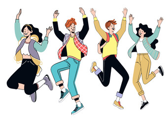 group of people jumping