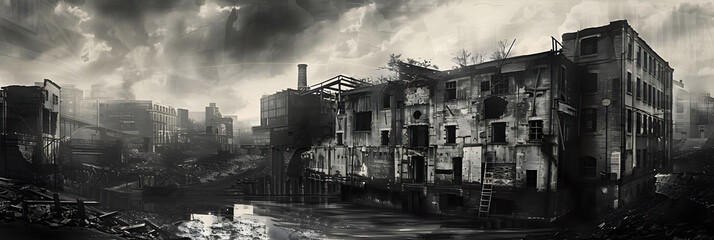 JL Whitford's Monochromatic Depiction of Faded Industrial Grandeur and Decaying Architecture