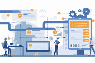 Streamlining Business Processes: Automating Workflows for Enhanced Efficiency, Vector Illustration