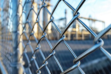 Chain link Wire mesh fence fence around a factory