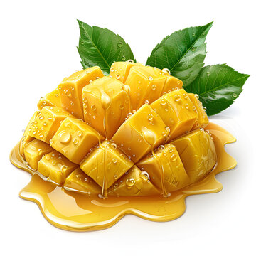  A cut mango wrapped in thick juice delicious and tem