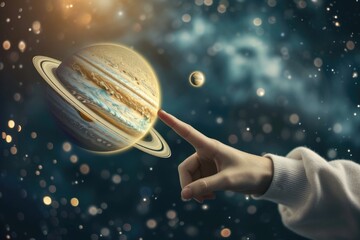 Student studying gravitational force and planetary phenomena.