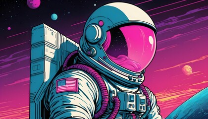 Astronaut Retro 80s style synthwave
