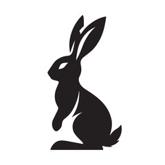 Retro Rabbit Silhouettes in Monochrome, Vintage Rabbit Silhouettes , Retro Styled Rabbit Illustrations, Retro Rabbit Illustrations, Black and White Rabbit Silhouette Collection
