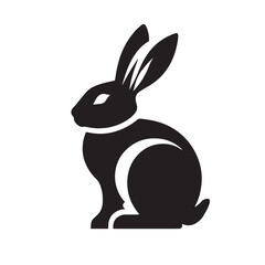 Retro Rabbit Silhouettes in Monochrome, Vintage Rabbit Silhouettes , Retro Styled Rabbit Illustrations, Retro Rabbit Illustrations, Black and White Rabbit Silhouette Collection