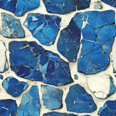 Seamless Natural Stone Tile Pattern in Blue Tones