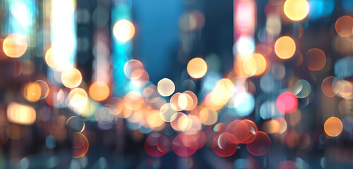 abstract blurred city lights at night for cinematic background - obrazy, fototapety, plakaty
