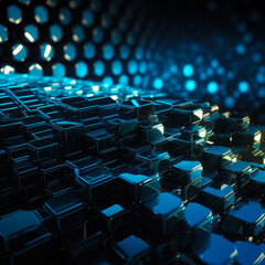 Obraz premium Abstract background of blue and black cubes. 3d render