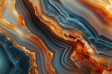 Macro photograph of the curving linear pattern in an agate from botswana