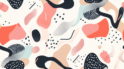 Modern trendy artistic colorful seamless pattern. Hand drawn style abstract illustrations. Creative collage patterns.