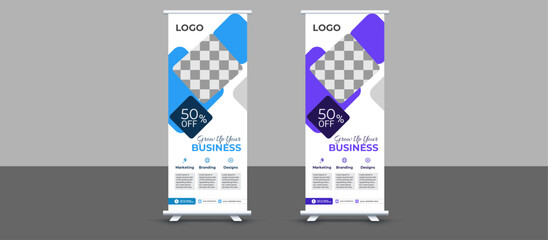 Abstract roll up display standee banner in dark and light shade