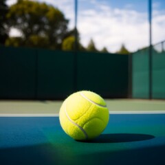 Tennis ball on the court. Generative AI