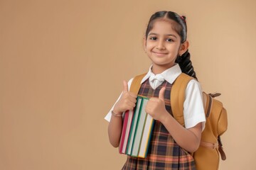 Happy Indian student giving thumbs up  education concept.