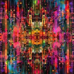 Explosive digital abstract that offers a vibrant stock image with intense colors and dynamic patterns, perfect for creative projects