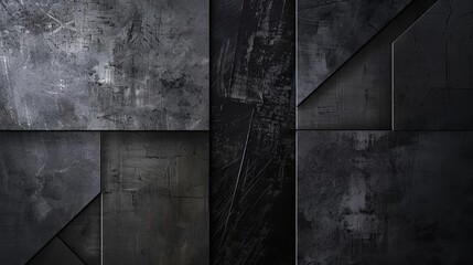 Abstract Black and Grey Background with Geometric Shapes and Textures, Modern Minimalist Design, Digital Art