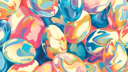 Easter eggs of retro elegance converge in an abstract illustration, crafting a seamless pattern...