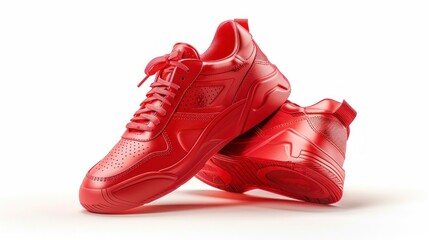 red sports shoes on white background in high resolution and quality