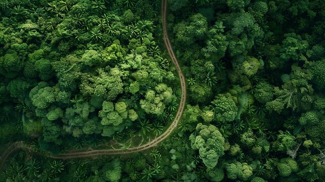Breathtaking Aerial View of a Lush Green Nature Trail, Scenic Landscape Photography