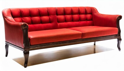Elegant vintage style red chesterfield isolated on white background