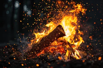 Tuinposter Sparkling fire in Holi Holika Dahan Festival © darshika