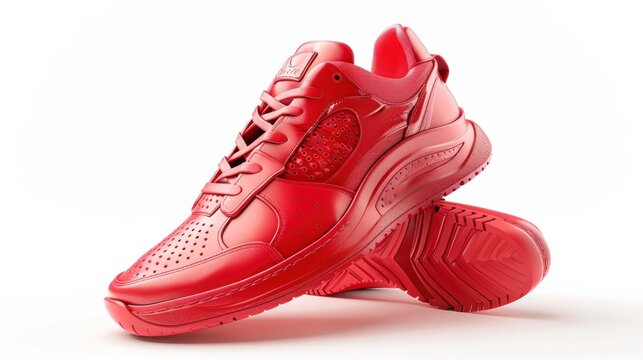 red sports shoes on white background in high resolution and high quality HD