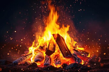 bonfire lit for the auspicious festival of lohri or Holi or Holika Dahan. - obrazy, fototapety, plakaty