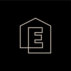 E Letter House Monogram Home mortgage architect architecture logo vector icon illustration