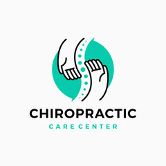 hand chiropractic chiropractor spine care logo vector icon illustration