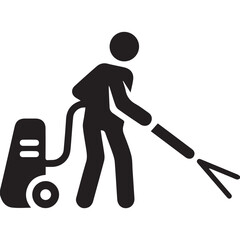 person with mower