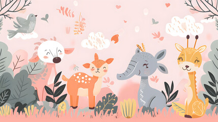 Naklejka premium Pale animal background for text and presentations, animal wallpaper