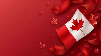 Canada Day Banner Background Design of Flag