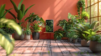 Augmented reality urban gardening, plant identification, care tips, solid color background, 4k, ultra hd