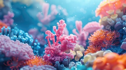 Fototapeta na wymiar Artificial coral reef construction, underwater robotics, bio-tech, solid color background, 4k, ultra hd