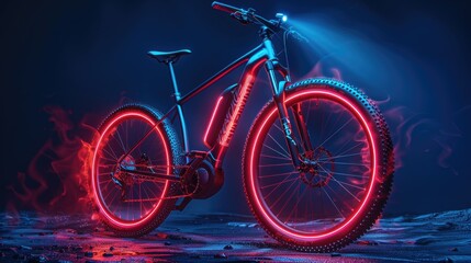 Fototapeta premium Smart bicycle systems with navigation, performance tracking, and safety features, solid color background, 4k, ultra hd
