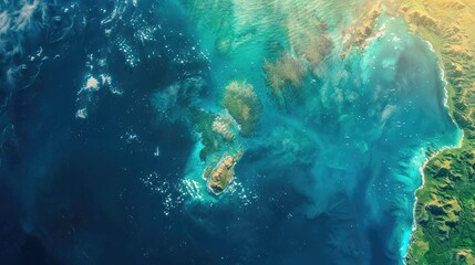 Fototapeta premium High-resolution satellite mapping technology being used for environmental monitoring, solid color background, 4k, ultra hd