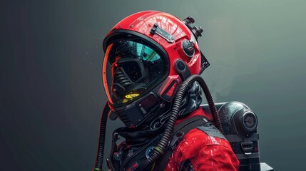 Futuristic firefighter gear, heat-resistant suits, advanced rescue tech, solid color background, 4k, ultra hd