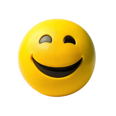 Fototapeta premium Smiling emoticon yellow emoji, isolated on transparent background.