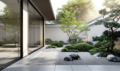 A minimalistic villa with very nice Japanese garden landscape